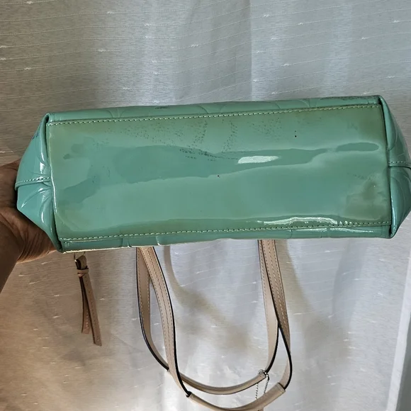 COACH Peyton Embossed Signature Patent Leather Satchel Carryall Tote - Picture 9 of 13